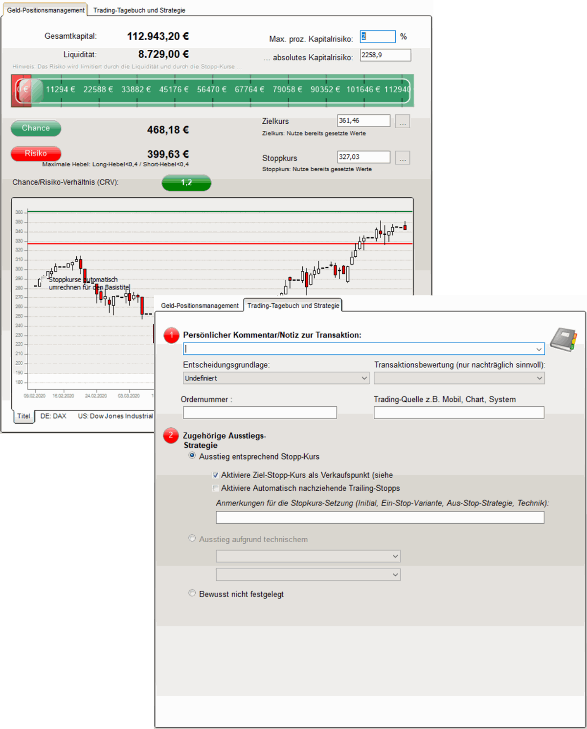 Kommentar im Trading-Tagebuch